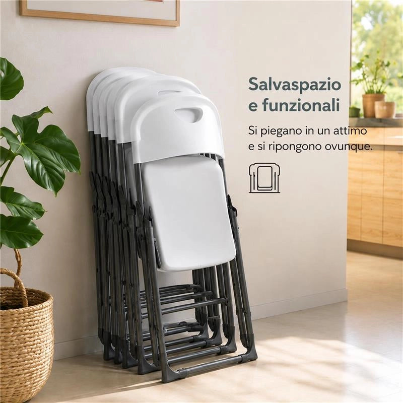 MAURY'S SET 4 SEDIE PIEGHEVOLI IN POLIPROPILENE COLORE BIANCO - 83X48X41 CM