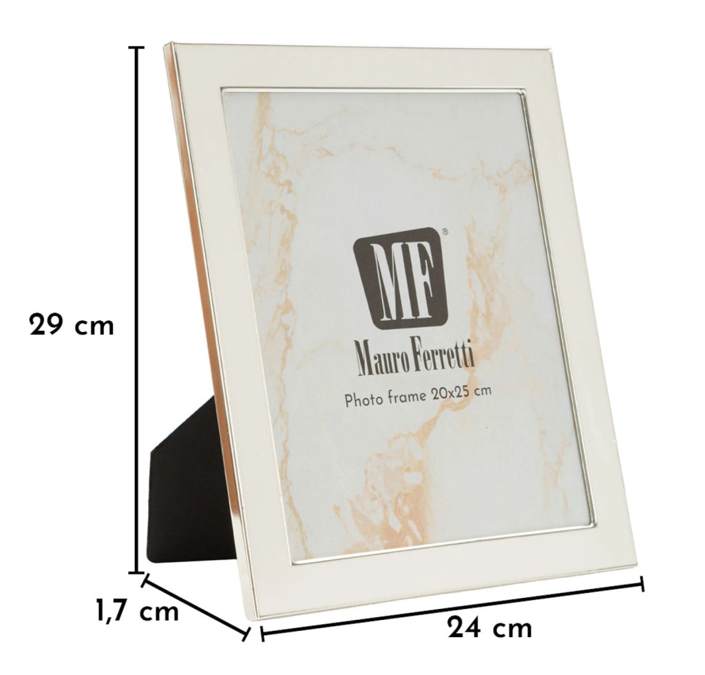 Cornice Molly 24x1,7x29 cm in Zinco e Vetro Bianco e Argento