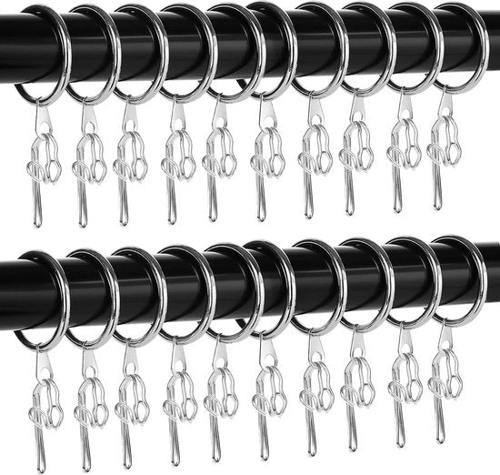 50 set di anelli per tende, diametro interno 30 mm, anelli per tende metallici, anelli per tende con ganci e anelli per tende metallici resistenti all'ossidazione per tende da finestra, tende da doccia, tende da letto