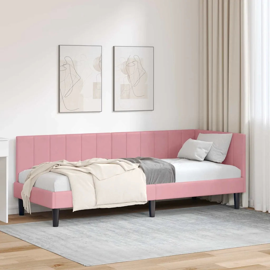 Cornice del letto ad angolo Rosa 80 cm x 200 cm Velluto 42016331