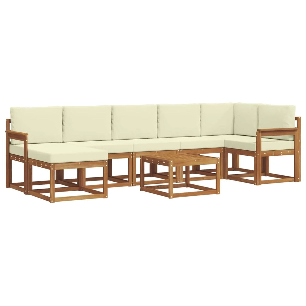Set di divani da esterno con cuscino 8 pcs Naturale e Crema