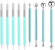 Strumenti per lavorazione della creta 9 pezzi - Accessori per creta polimerica - Doppia faccia - Silicone/Rossostainless - per stampi e modellazione - Strumenti per creta