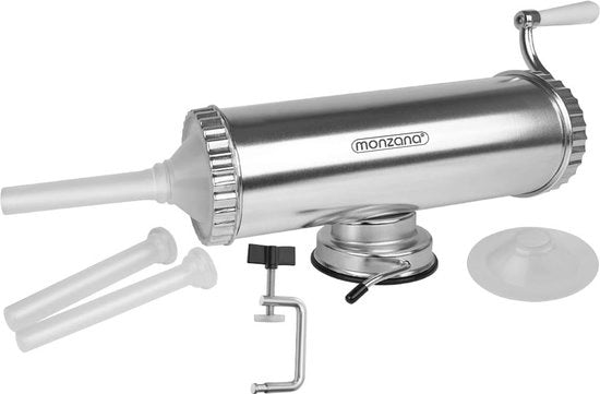 Impastatrice manuale per salsiccia con tenaglia di alluminio da tavolo con 3 cannule di riempimento e capacità di riempimento di 2,5 kg