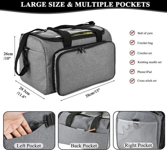 Tas dauno per hobby e viaggio con chiusura a maglia, colore grigio
