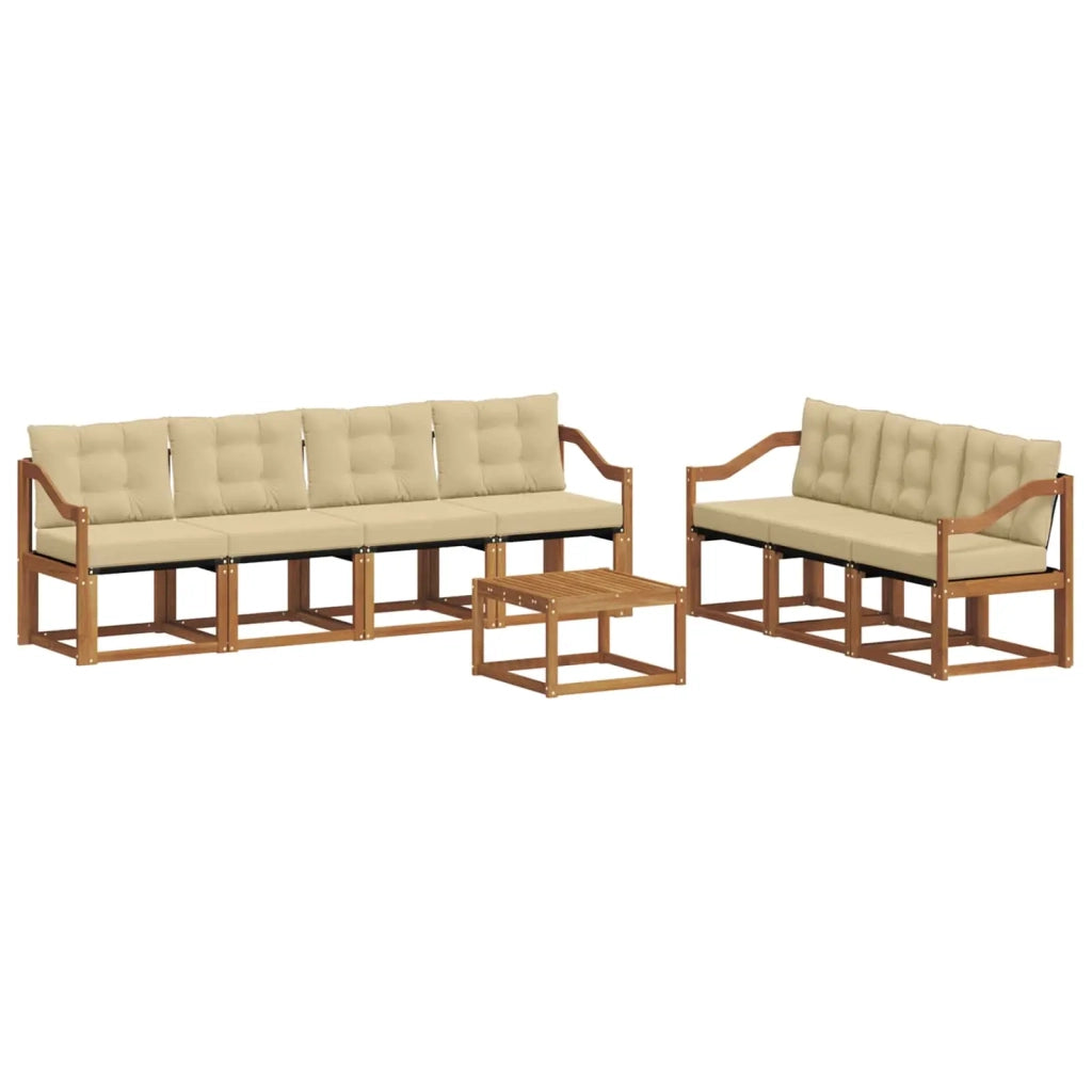 Set di divani da esterno con cuscino 8 pcs Naturale e Beige 3368484