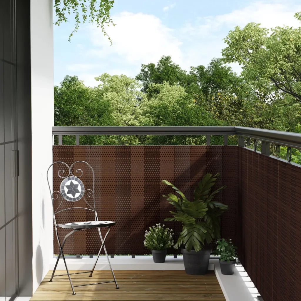 Schermo da balcone | Paravento da Balcone Marrone e Nero 500x100 cm in Polyrattan