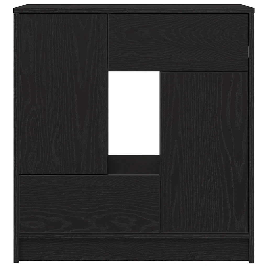 Credenza con Cassetti e Ante Rovere Nero 70,5x34x74,5 cm 861842