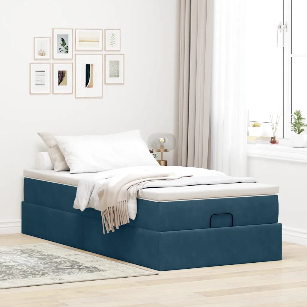 Struttura Letto Pouf con Materasso 90x190 cm in Velluto