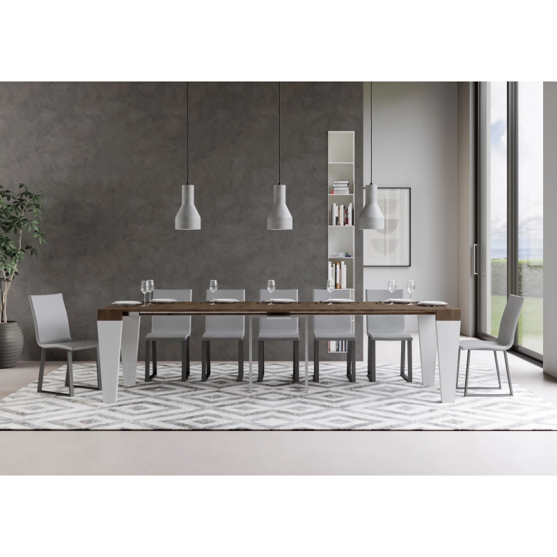 Consolle allungabile 90x40/300 cm Spimbo Mix piano Bianco Frassino - Noce/Bianco Frassino
