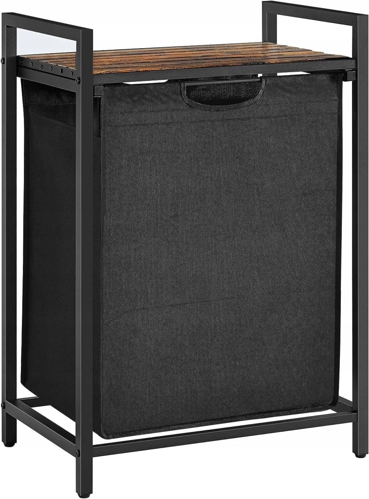 Mobile portabiancheria Valora 65L Marrone Rustico Nero | scomparto singolo