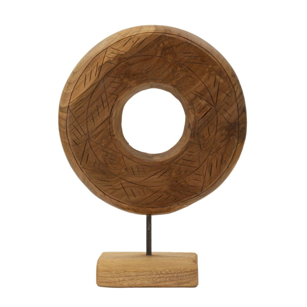 Scultura Cerchi 37, Marrone, Legno, 28x10x38 cm