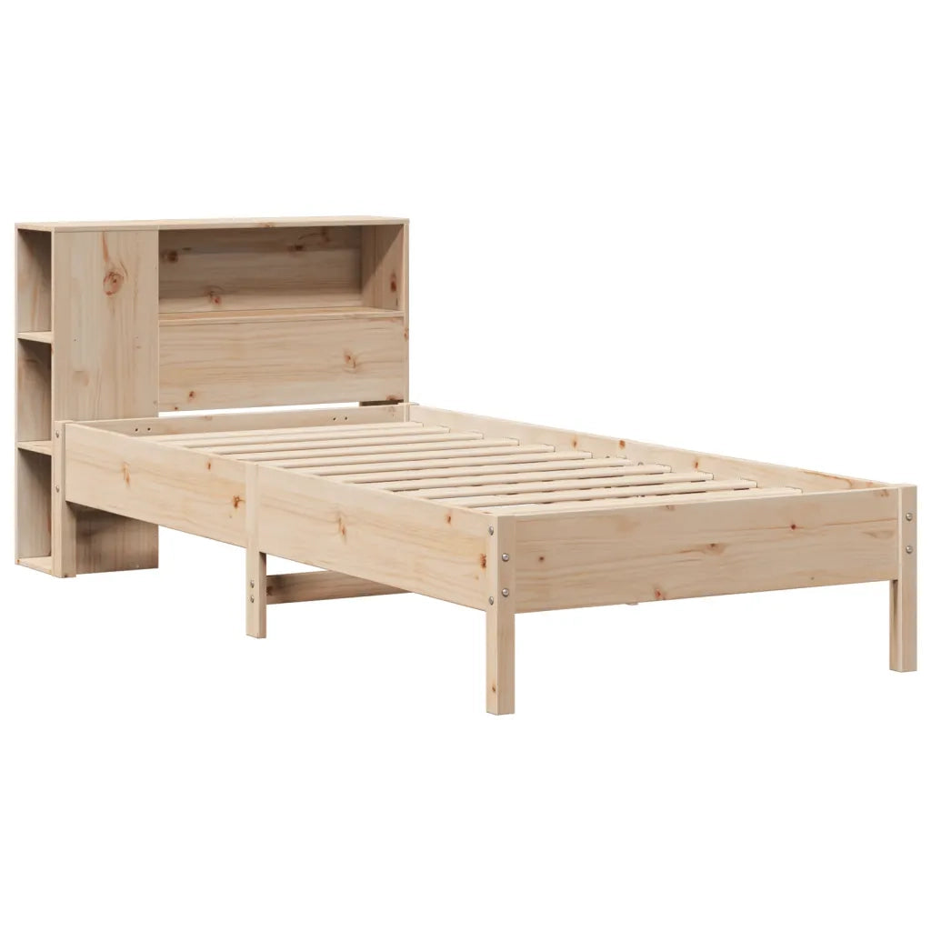 Letto singolo | Letto per adulti | Giroletto con Libreria senza Materasso 75x190 cm in Legno Pino