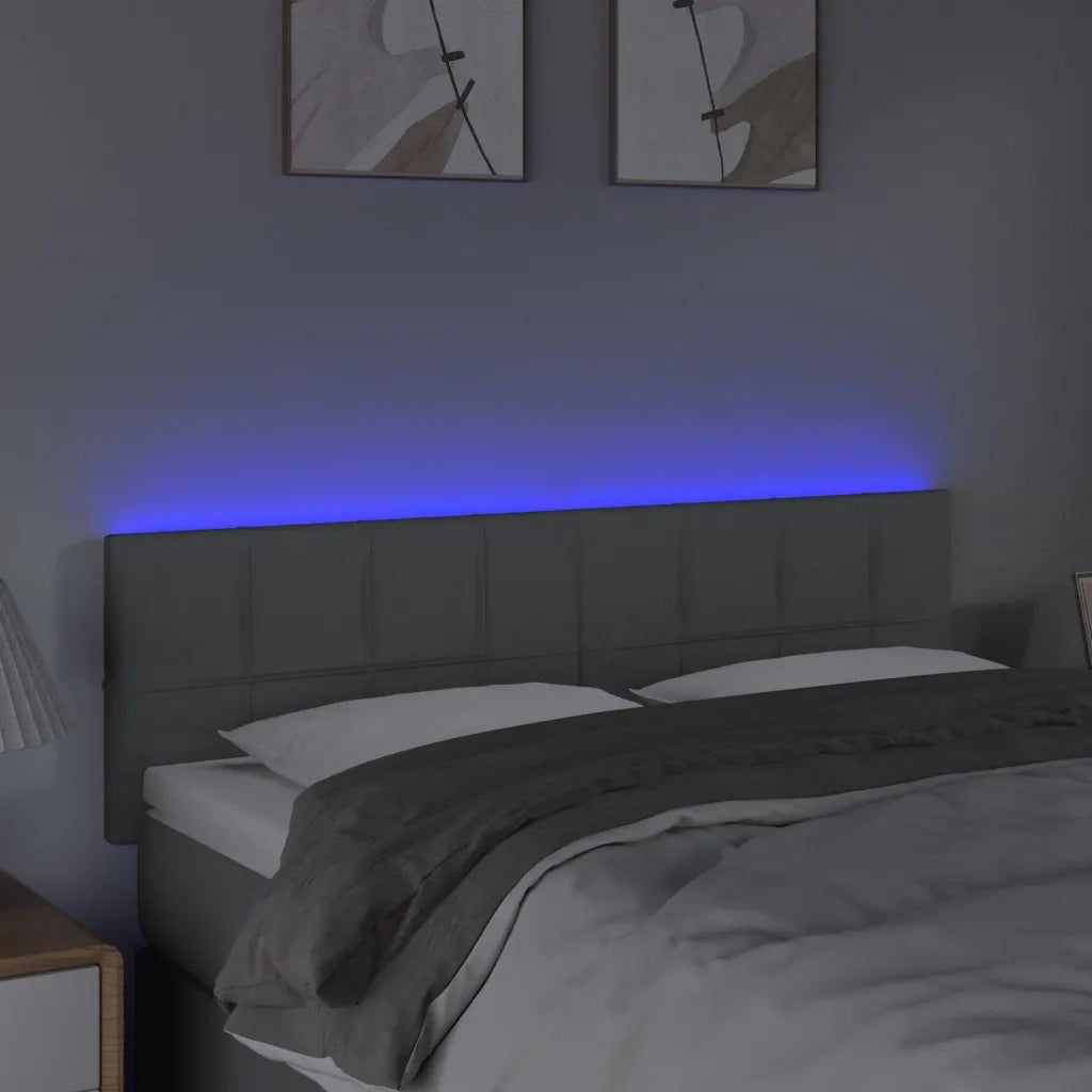 Testiera | Testata a LED Grigio Chiaro 144x5x78/88 cm in Tessuto