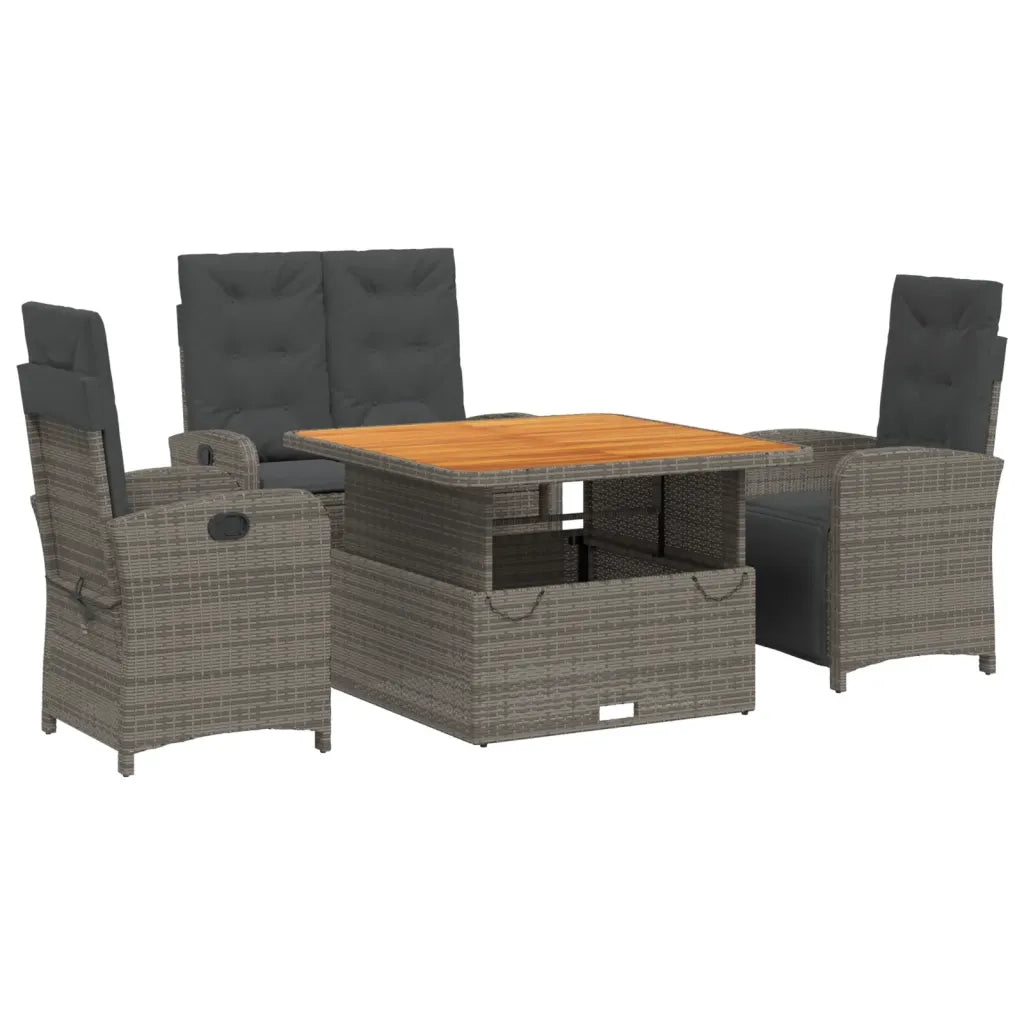 Set da Pranzo da Giardino 4 pz con Cuscini in Polyrattan Grigio 3277345