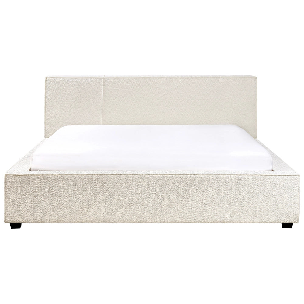 Letto matrimoniale in tessuto bouclé bianco sporco 160 x 200 cm stile moderno