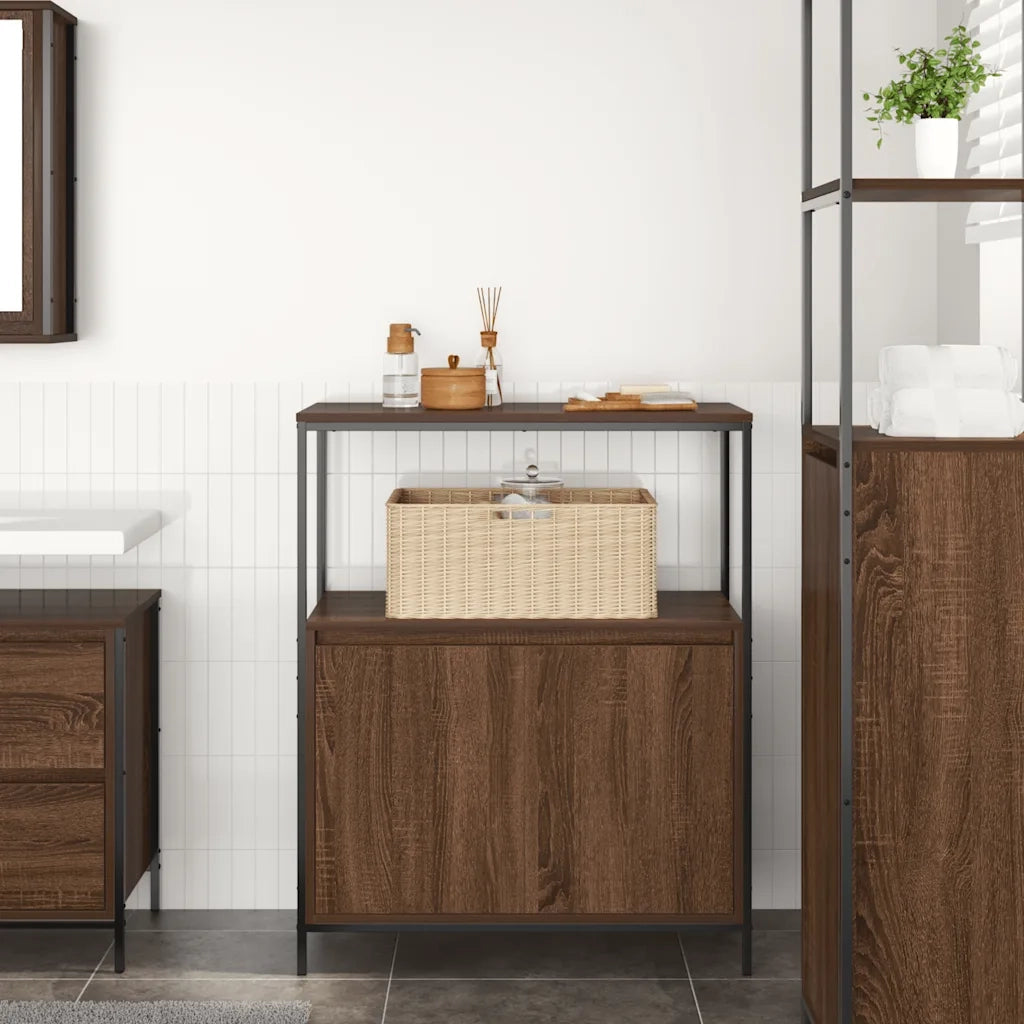Mobile da Bagno | Armadio da bagno con Ripiani Rovere Marrone 76,5x35x95 cm