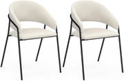 Set di 2 sedie da pranzo Vini in velluto beige e gambe in metallo nero