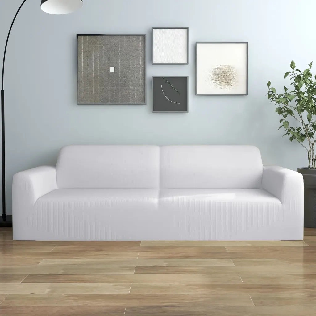 Fodera Elasticizzata Divano 3 Posti in Jersey Poliestere Bianco CFW6953443