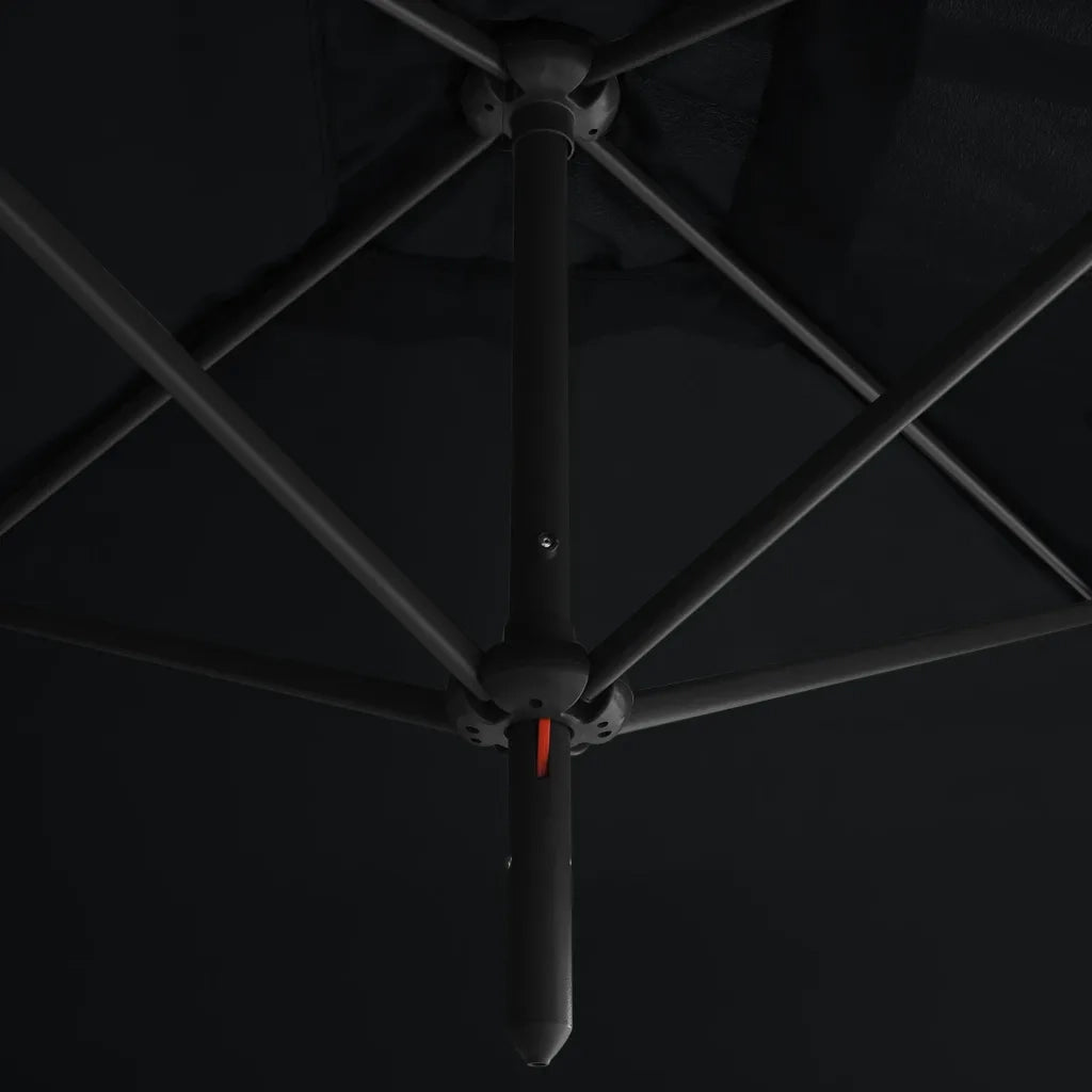 Ombrellone Doppio con Palo in Acciaio Nero 600x300 cm 312560
