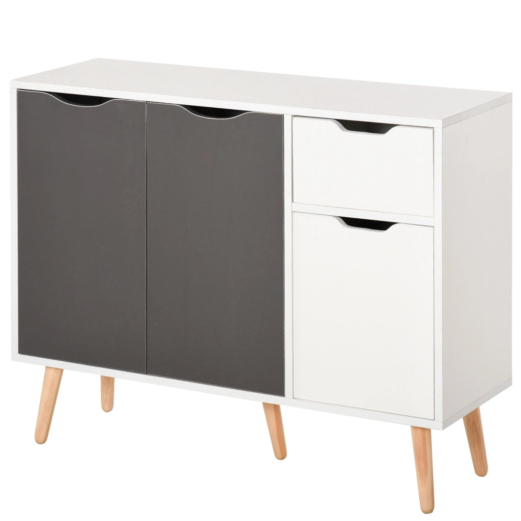 Armadio con 3 ante e cassetto ¨C zephmum ¨C 90x30x72 cm bianco grigio