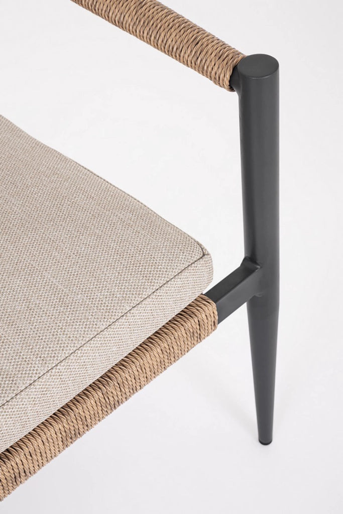 Set 4 Pezzi Salotto da Giardino con Divano 2 Poltrone e Tavolino in Alluminio e Fibra Sintetica Jandia Antracite e