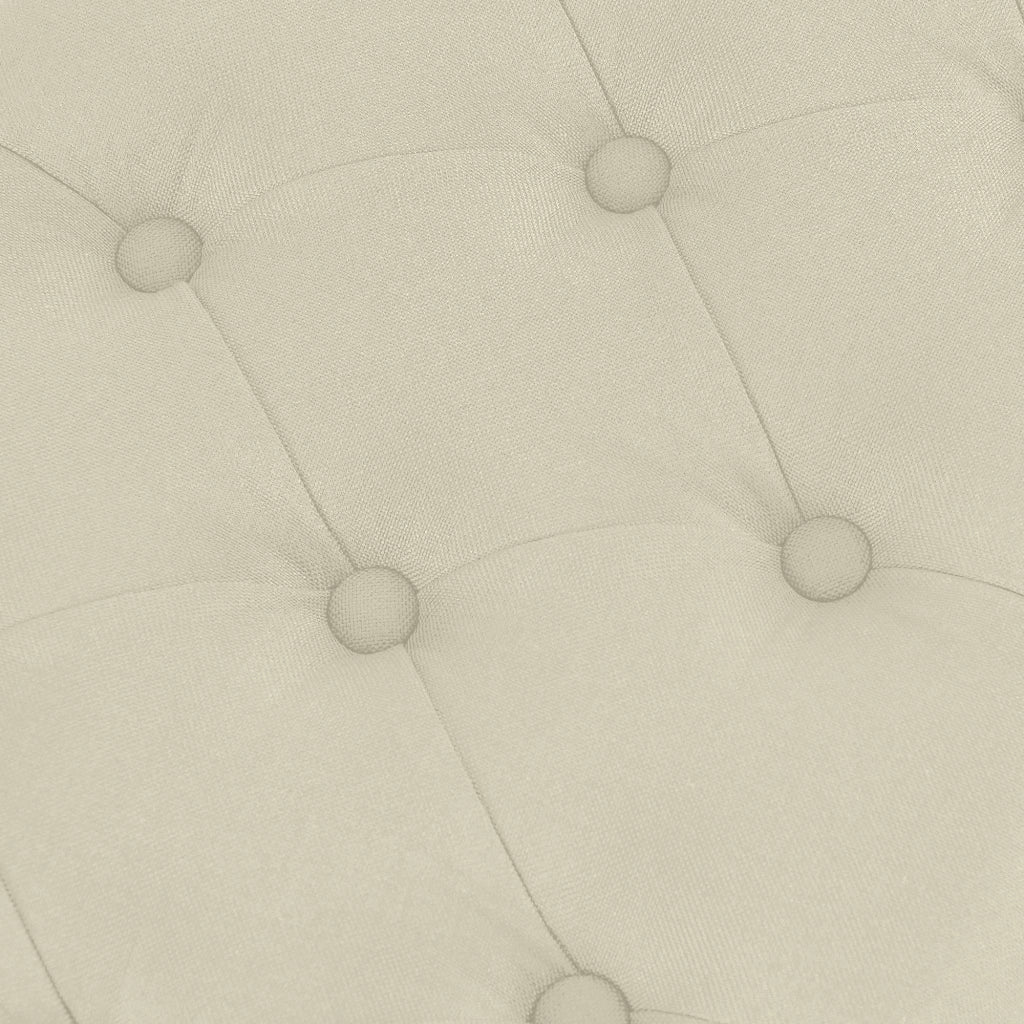 Panca design AMUN in metallo nero opaco e tessuto crema,150 cm