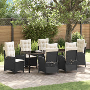 Set da Pranzo da Giardino 7 Pezzi con Cuscini - Polirattan Nero