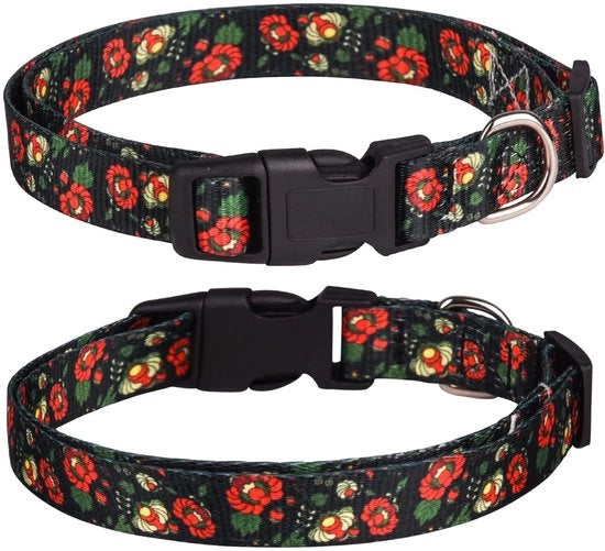 Collare per cani flessibile - Collare per cani morbido - Collare per cani con fiori - Collare per cani ecologico - Collare per cani M/L/XL - Adatto per piccoli/midi/grandi cani - Attrezzo per cani
