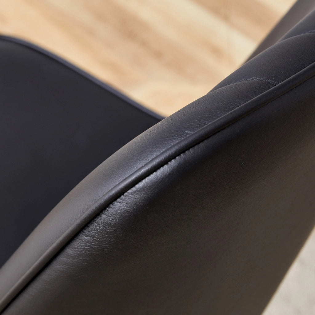 Sedia da Pranzo con Schienale Ergonomico e Seduta Imbottita, in Metallo e Similpelle, Nero Argento