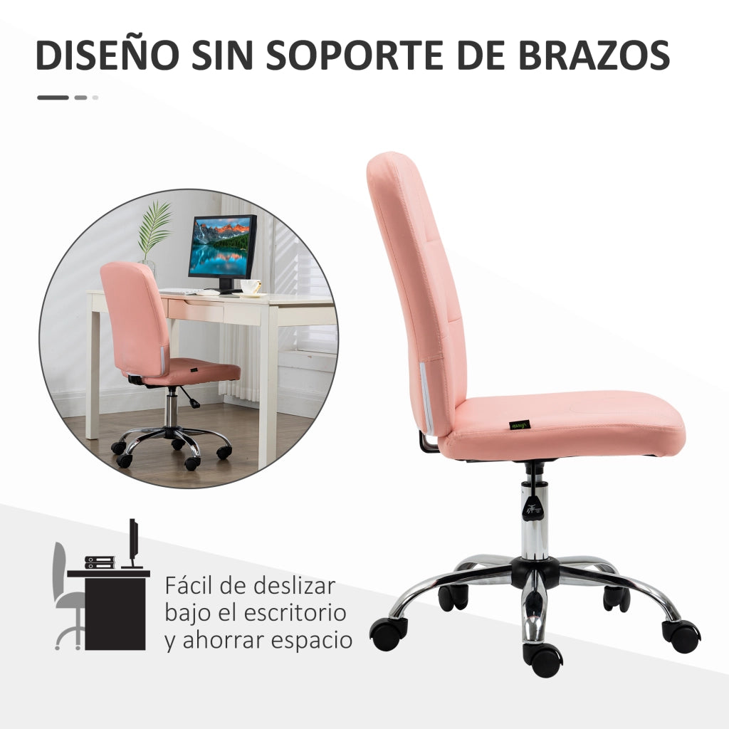Sedia da ufficio girevole senza braccioli ¨C Xylo ¨C Similpelle rosa, altezza regolabile 90-100 cm