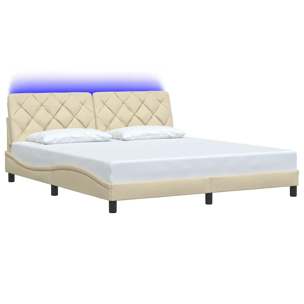 Giroletto con LED senza Materasso Crema 180x200 cm in Tessuto 3310690