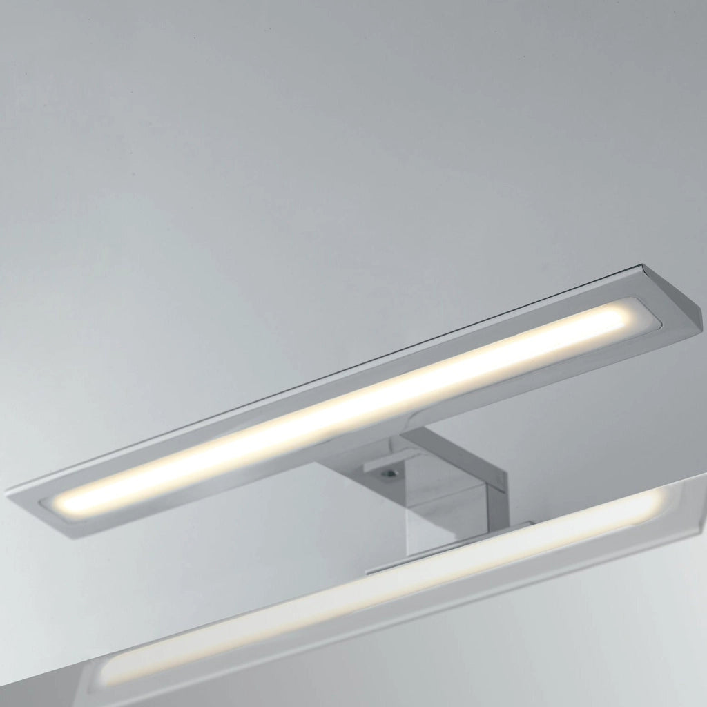 APPLIQUE LED WALLY CROMO FISSAGGIO PARETE E SPECCHIO 8W 880LM 4000K IP44 30X11,5X4,2CM