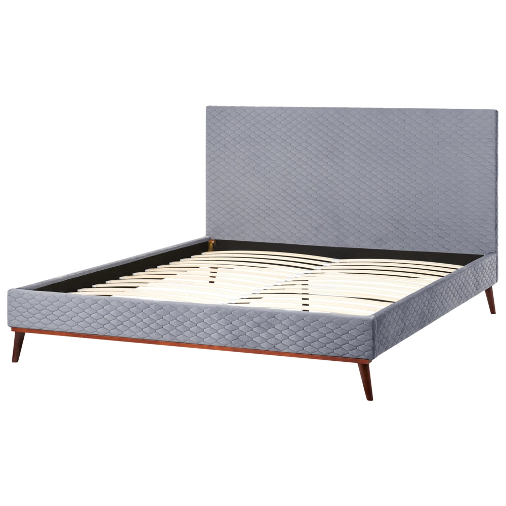 Letto 180 x 200 cm Tessuto grigio con struttura imbottita a nido d'ape trapuntato
