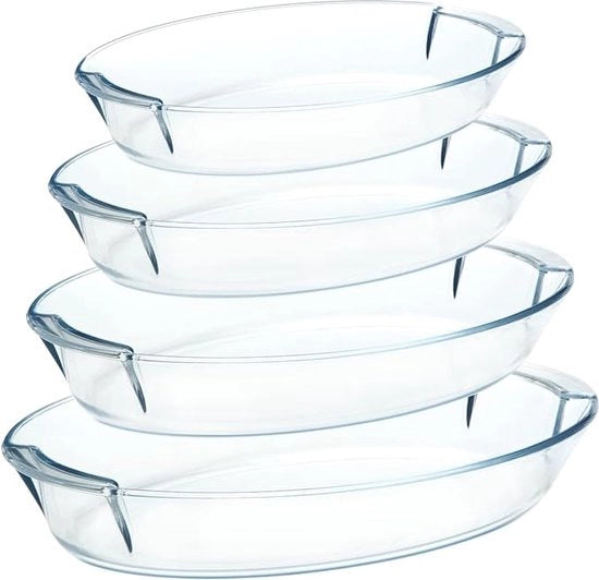 Scaletta in Vetro - Ovenscaletta - Ovale - Forme per Lasagna - Vetro - Ovenscaletta Rettilinea per Forno - Lasagna - Ovenscaletta - Forno per Lasagna - Ovenschotels - (Ovale - 0,9 l + 1,4 l + 2,2 l + 3,4 l)