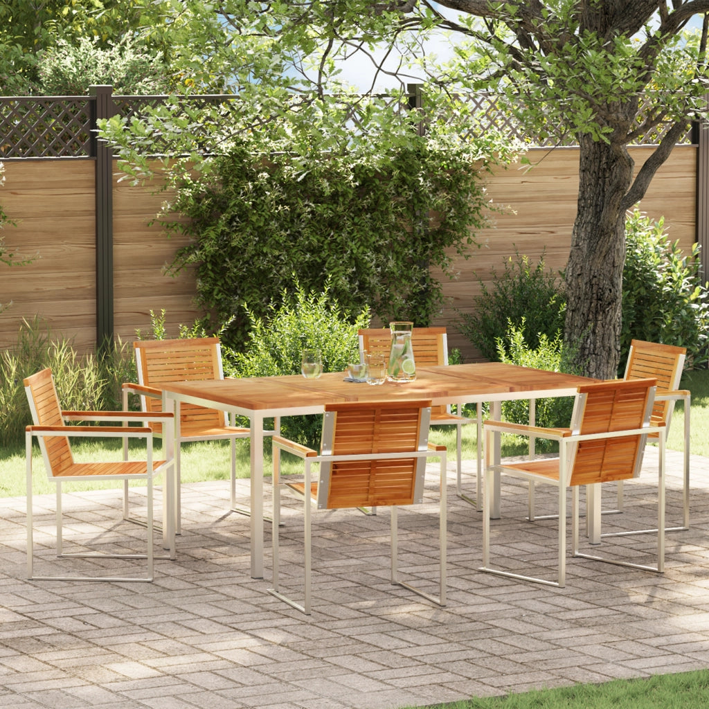 Set da Pranzo da Giardino  7 Pezzi Legno Massello di Teak