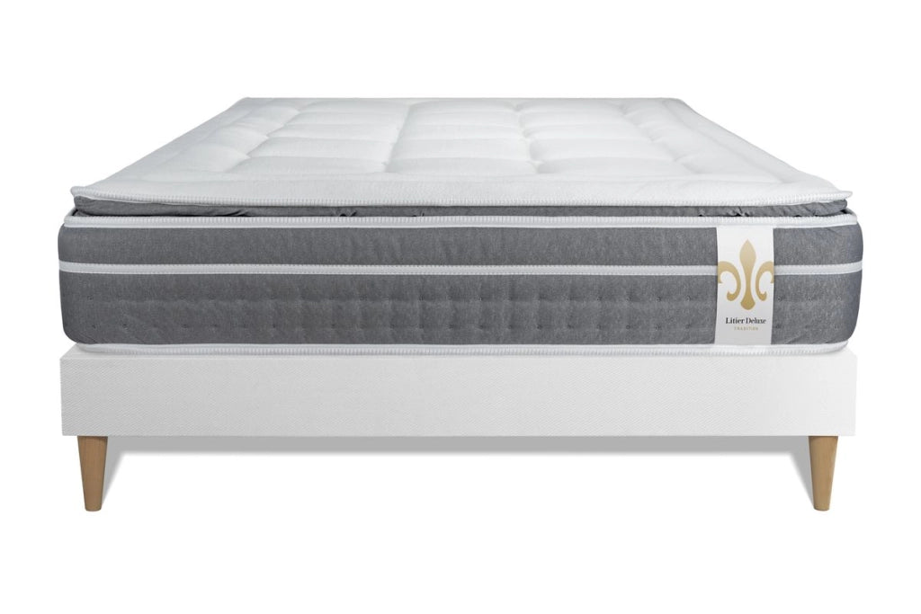 Pacchetto letto completo - Materasso 140x190cm + Box spring con doghe (kit) + 2 cuscini + Piumino - Trente PLUS