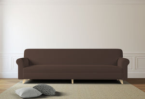 Copridivano Elasticizzato 1 Posto in Poliestere e Cotone Fashionable Marrone