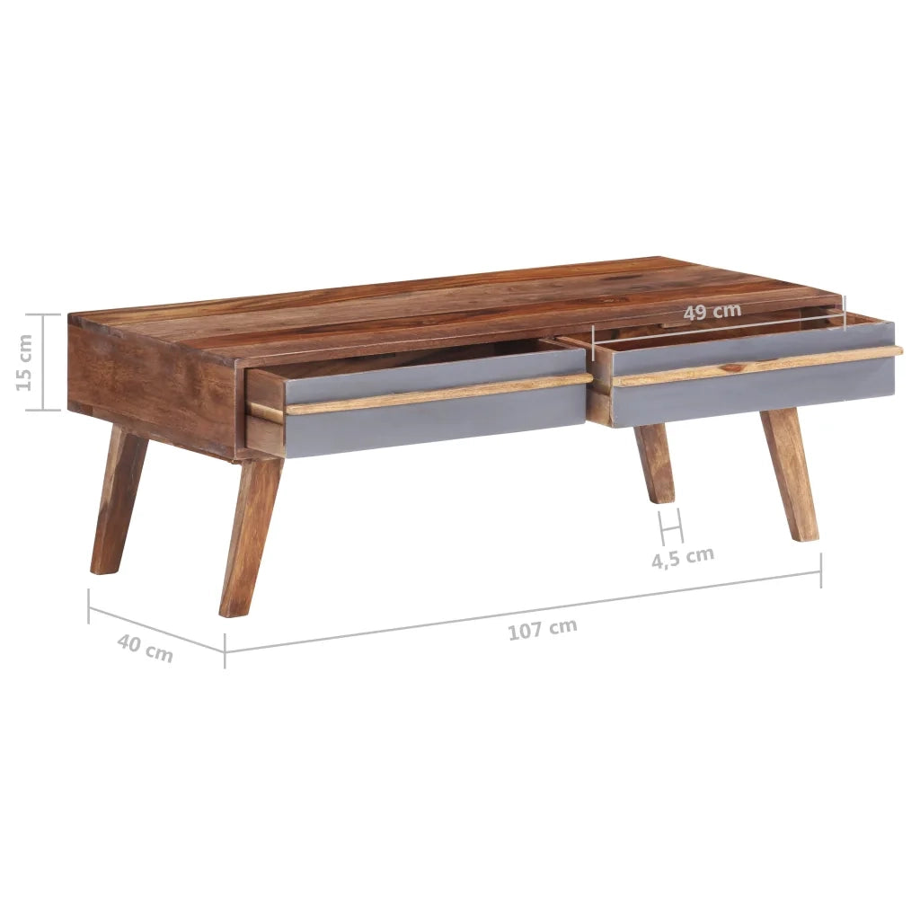Tavolino da Salotto Grigio 110x50x40 cm Legno Massello 286372