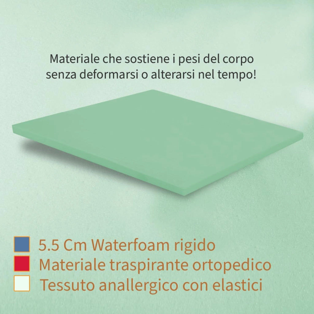 Topper rigido Piazza e Mezzo 120x190 per Materasso in Poliuretano Espanso 5,5 cm - Correttore per materassi, Certificato - Made in Italy, NEW LIFE STRONG