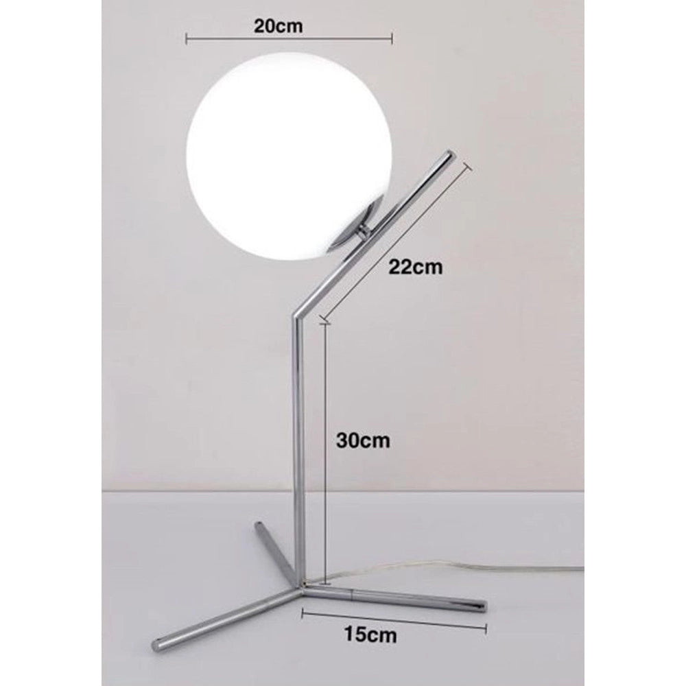 Trade Shop - Lampada Scrivania Ramo Con Sfera E27 Argento Lucido Luce Tavolo Minimal Led 10236 -