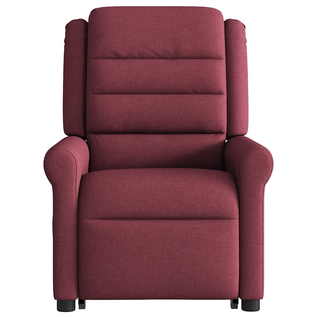 Poltrona Alzapersona Massaggio Reclinabile Rosso Vino Tessuto 3303327