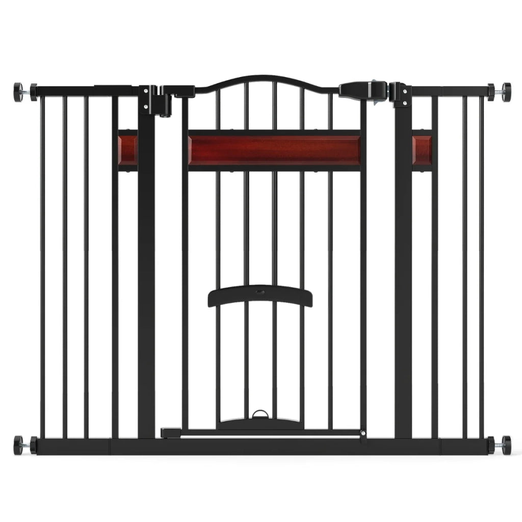 Cancelletto estensibile per cani e animali domestici 74-104 cm con porticina 76 cm sicurezza rinforzata stile moderno metallo nero 20_0017162