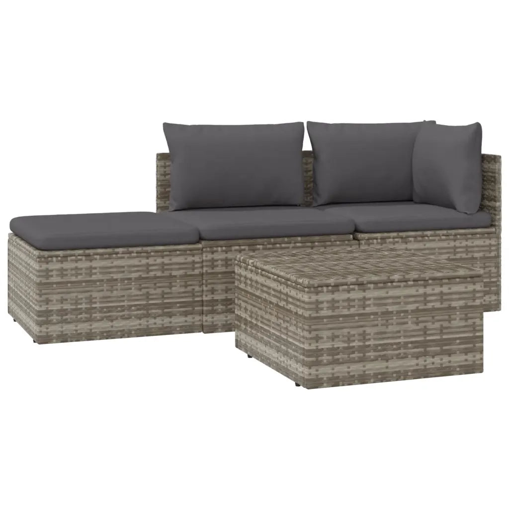 Set Divani da Giardino 4 pz con Cuscini in Polyrattan Grigio 318676