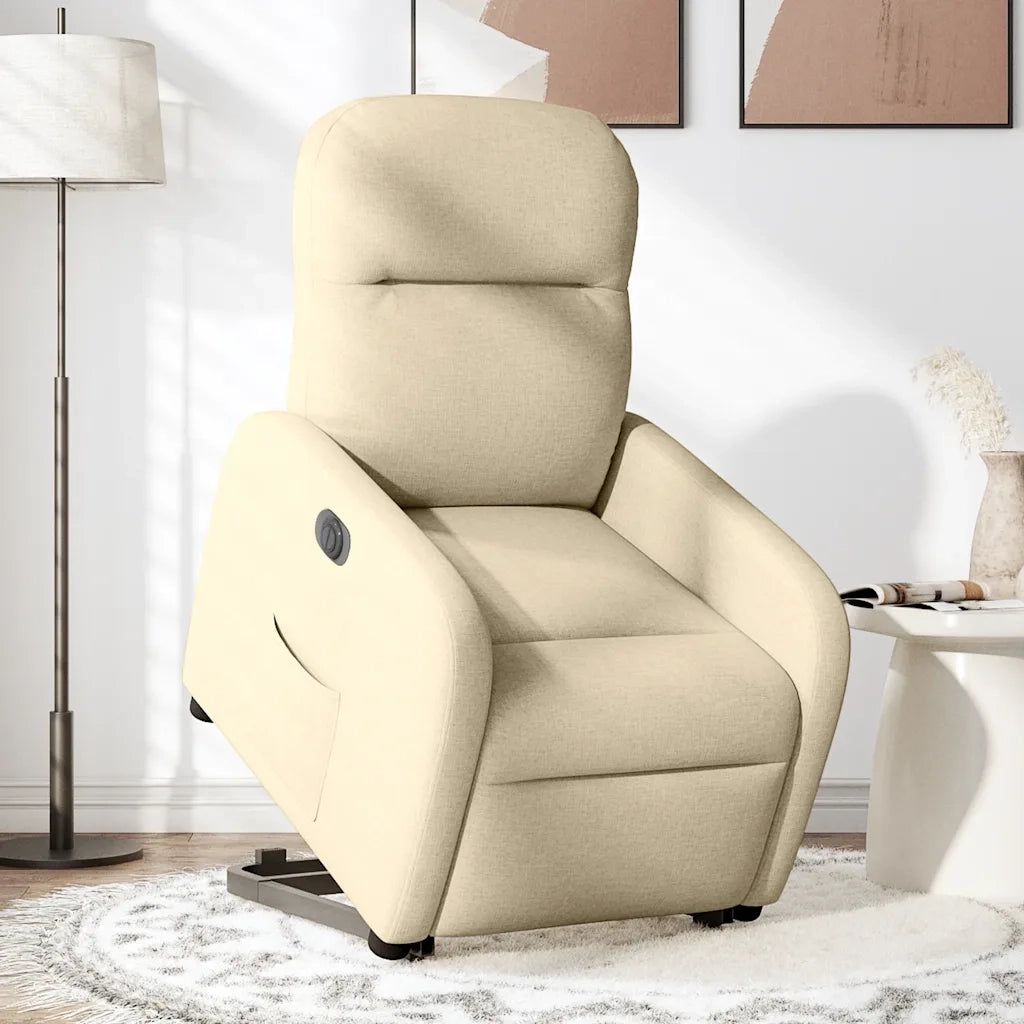 vidaXL Poltrona Alzapersona Reclinabile Elettrica Crema in Tessuto