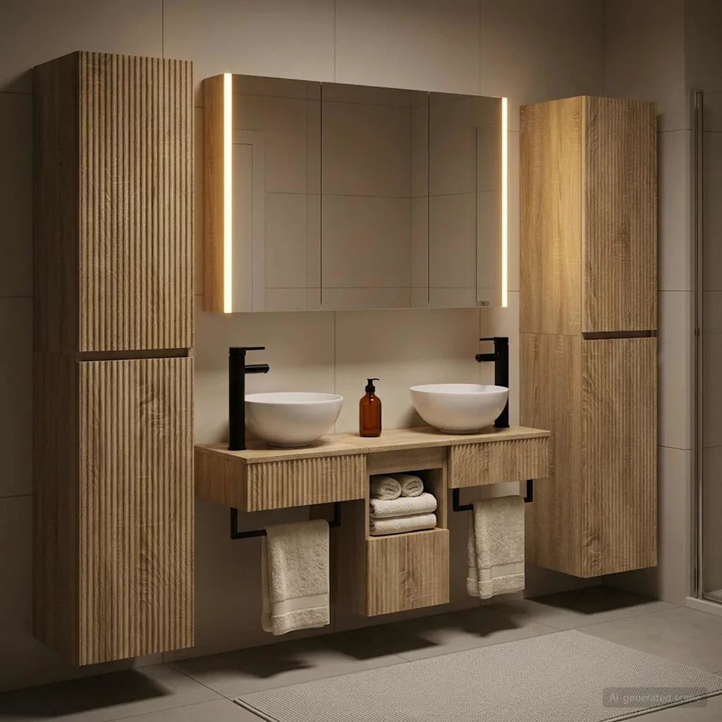 Set di mobili per il bagno 6 pcs Rovere Sonoma 3407185