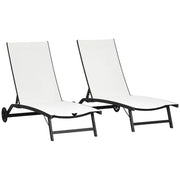 Set 2 Lettini Prendisole ¨C Xylo ¨C Alluminio Textilene Reclinabili con Ruote Crema