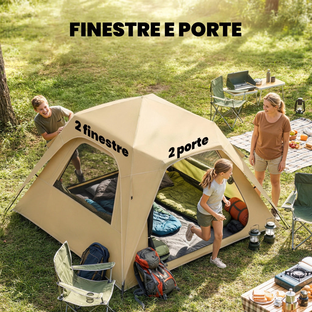 Tenda Pop-Up con Finestre in Rete e Borsa ¨C zephmum ¨C Cachi 240x240x160 cm