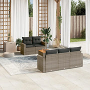 Set Divano da Giardino 6 pz con Cuscini Grigio in Polyrattan 3224009