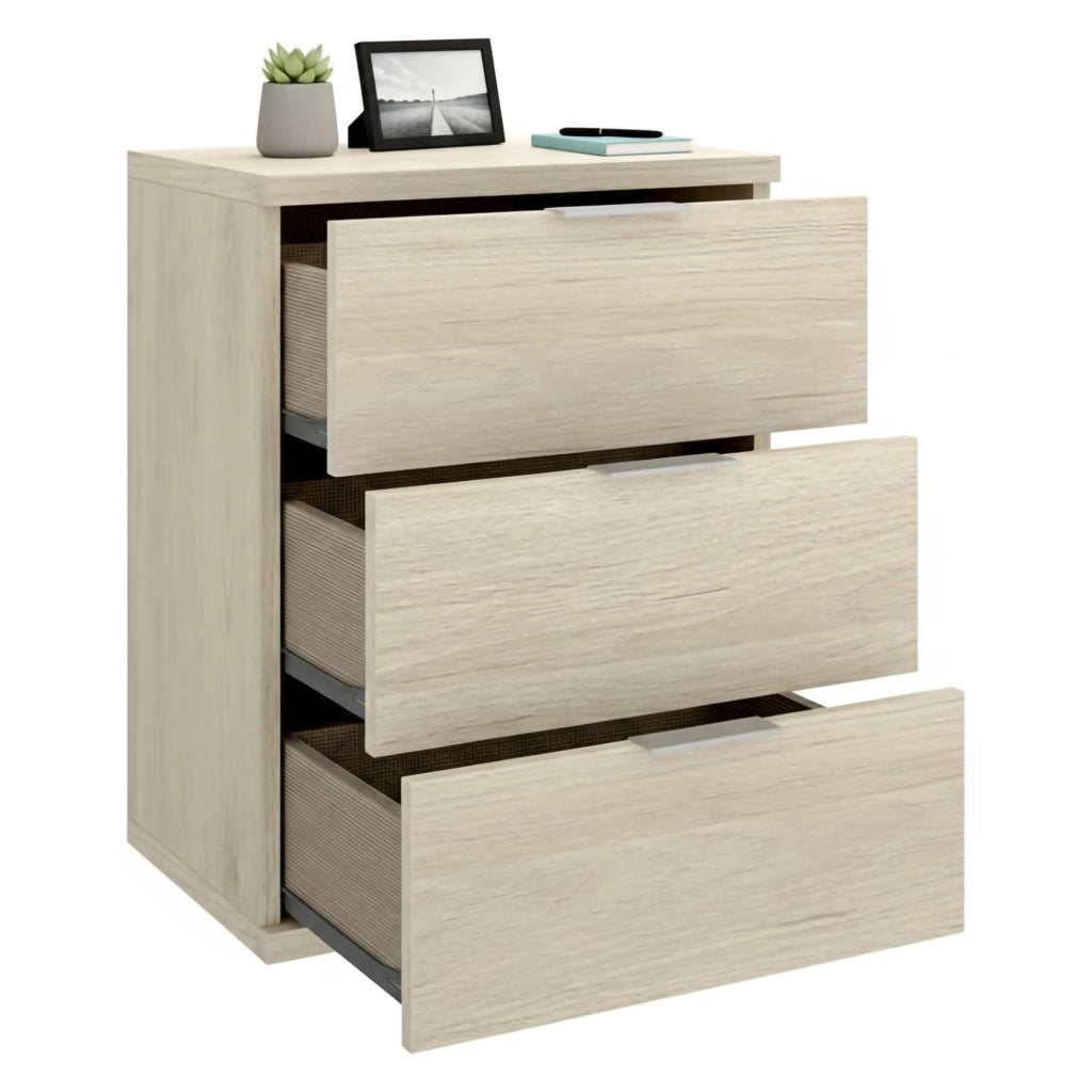 Blythe, Comodino 3 Cassetti, 34x42x57h cm Marrone Rovere