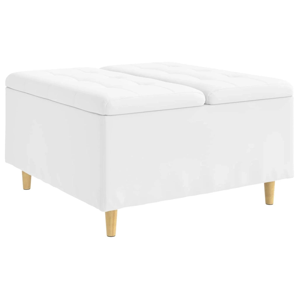 Pouf contenitore Bianco 80 x 80 x 45 cm Pelle sintetica